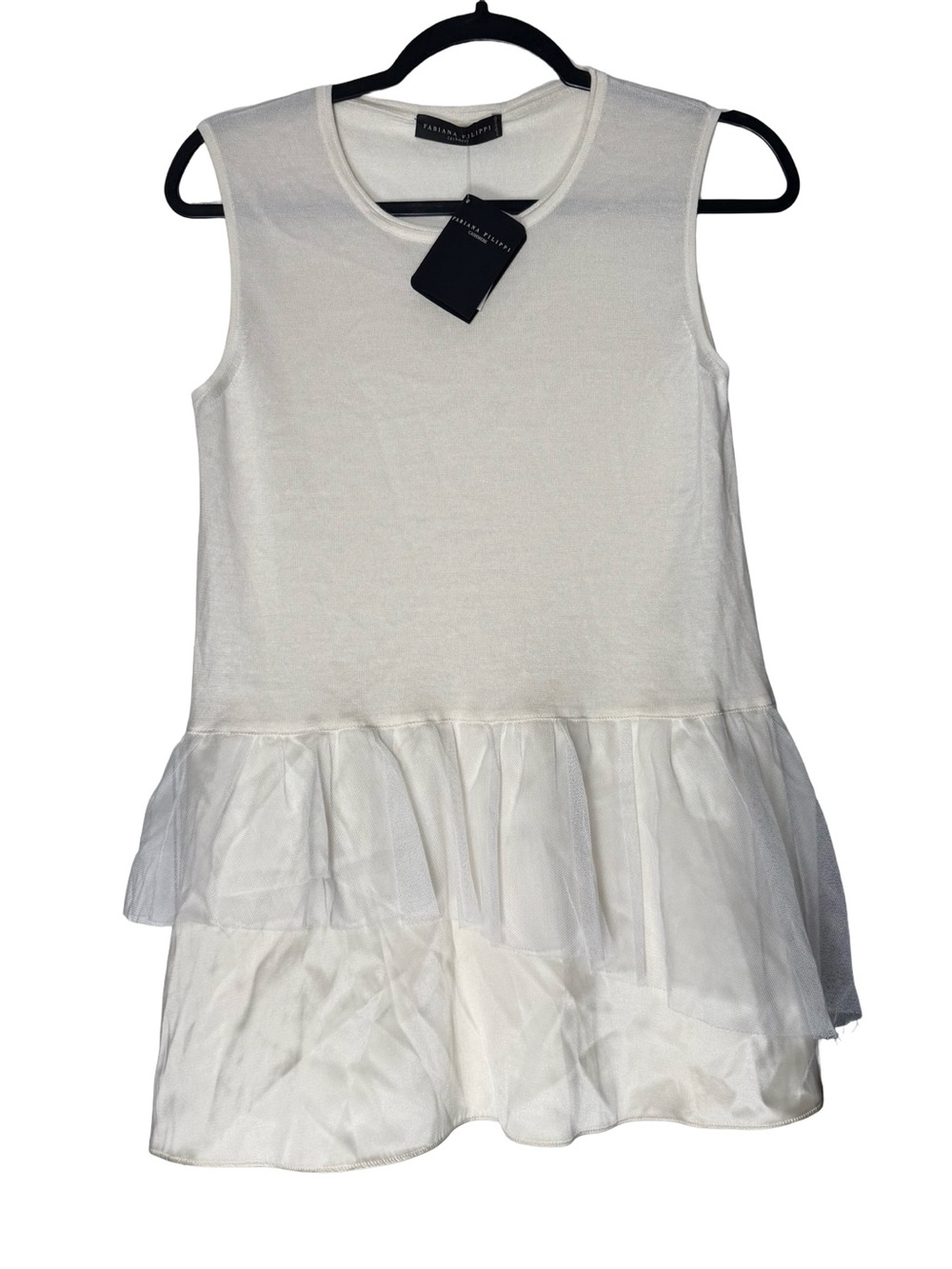 Fabiana Filippi Cashmere Silk Top Size XS Luxury Balletcore Minimalist Cream NWT